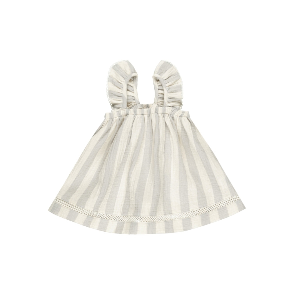 Quincy Mae Sage Stripe Ruffle Tank Dress